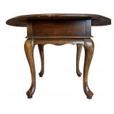 LR - Vintage Drop-Leaf Wood Side Table with Drawer