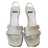 MBR - Stuart Weitzman Silver Rhinestone Heeled Sandals Size 7.5 with Box