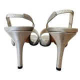 MBR - Stuart Weitzman Silver Rhinestone Heeled Sandals Size 7.5 with Box