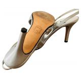 MBR - Stuart Weitzman Silver Rhinestone Heeled Sandals Size 7.5 with Box