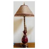 FR - Vintage 34-Inch Table Lamp with Ornate Shade and Tassel Accents