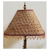 FR - Vintage 34-Inch Table Lamp with Ornate Shade and Tassel Accents
