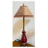 FR - Vintage 34-Inch Table Lamp with Ornate Shade and Tassel Accents
