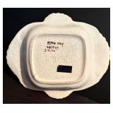 K - Italian Jay W. Co. Handpainted Dish and Wooden 3-Candle Holder Set