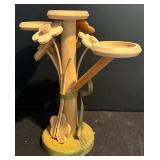 K - Italian Jay W. Co. Handpainted Dish and Wooden 3-Candle Holder Set