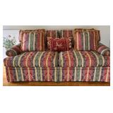 LR - Vintage Henredon Upholstery Collection Floral Stripe Sofa with Pillows