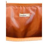 K - Neiman Marcus Color Block Tote Bag with Brown, Blue, and Black Panels