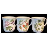 K - Vintage JWK Bavaria Porcelain Cups and Plates Set with Botanical Fruit Design