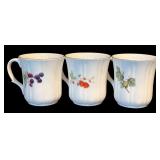 K - Vintage JWK Bavaria Porcelain Cups and Plates Set with Botanical Fruit Design