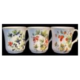 K - Vintage JWK Bavaria Porcelain Cups and Plates Set with Botanical Fruit Design