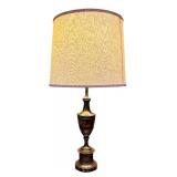 LL - Vintage Brass Table Lamp with Drum Shade