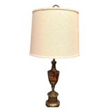 LL - Vintage Brass Table Lamp with Drum Shade