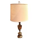 LL - Vintage Brass Table Lamp with Drum Shade