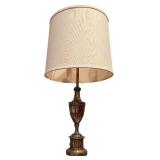 LL - Vintage Brass Table Lamp with Drum Shade