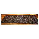 UL - Floral Pattern Hallway Runner Rug, Black with Red and Gold Accents