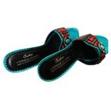 MBR - Donald J Pliner Couture Beaded Turquoise Heeled Sandals Size 7