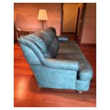 LL - Vintage Leathercraft Inc. Vintage Dark Green Leather Sofa with Studded Arms