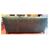 LL - Vintage Leathercraft Inc. Vintage Dark Green Leather Sofa with Studded Arms