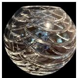 K - Pair of Cut Crystal Vases Including Spherical and Tall Diamond Cut Designs
