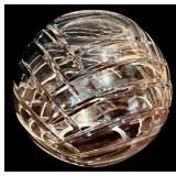 K - Pair of Cut Crystal Vases Including Spherical and Tall Diamond Cut Designs