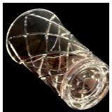 K - Pair of Cut Crystal Vases Including Spherical and Tall Diamond Cut Designs