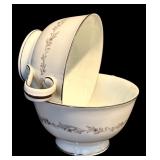 K - Vintage Noritake China Crestmont 30-Piece Dinnerware Set with Silver Trim