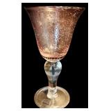 FR - Set of 6 Hand Blown Purple Art Glass 8 inch Wine Glasses