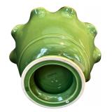 LR - Large Green Crate & Barrel Bowl with Ruffled Edge, 12 Inch