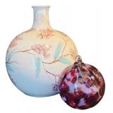 LR - Decorative Ceramic Vase by Pietrasanta and Hand Blown Glass Ornament