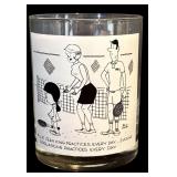 FR - Set of 6 Vintage Bill Davey Tennis Cartoon Glasses