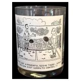 FR - Set of 6 Vintage Bill Davey Tennis Cartoon Glasses