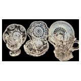 Collection of Vintage Crystal and Glass Dishes, Bowls, and Serving Pieces