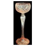 LR - Set of 2 Tall Swirl Glass Candle Holders and 1 Mini Glass Holder with Red Candle