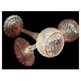 LR - Set of 2 Tall Swirl Glass Candle Holders and 1 Mini Glass Holder with Red Candle