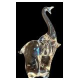 LR - Set of 3 Crystal Elephant Figurines and Bowl