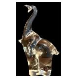 LR - Set of 3 Crystal Elephant Figurines and Bowl