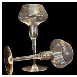 LR - Vintage Glass Stemware Pair and Faceted Pedestal Candleholder Set