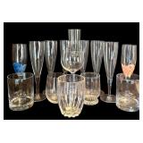 FR - Collection of 13 Glasses Including Champagne Flutes and Tumblers