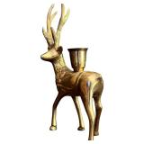 FR - Set of 2 Brass Reindeer Candle Holders, 8 Inches Tall