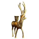 FR - Set of 2 Brass Reindeer Candle Holders, 8 Inches Tall