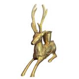 FR - Set of 2 Brass Reindeer Candle Holders, 8 Inches Tall