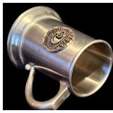 FR - Set of 2 1972 Century Club Pewter Mugs and 4 Etched Glasses with Pewter Base