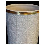 LR - Vintage Lenox Tall Vase with Embossed Floral Design, 12 Inch