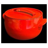 K - Vintage Dansk Red Enamel Cast Iron Pot with Lid