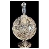 FR - Set of 5 Cut Crystal Decorative Pieces Including Footed Jar, Jars, Bell, and Basket