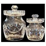 FR - Set of 5 Cut Crystal Decorative Pieces Including Footed Jar, Jars, Bell, and Basket
