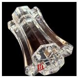 LR - Vintage Orrefors Sweden Crystal Candle Holder and Floral Perfume Bottle Set