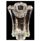 LR - Vintage Orrefors Sweden Crystal Candle Holder and Floral Perfume Bottle Set