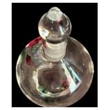 LR - Vintage Orrefors Sweden Crystal Candle Holder and Floral Perfume Bottle Set