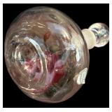 LR - Vintage Orrefors Sweden Crystal Candle Holder and Floral Perfume Bottle Set